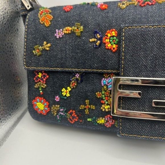 Fendi Denim Beaded BaguetteSOLD - Picture 3 of 15